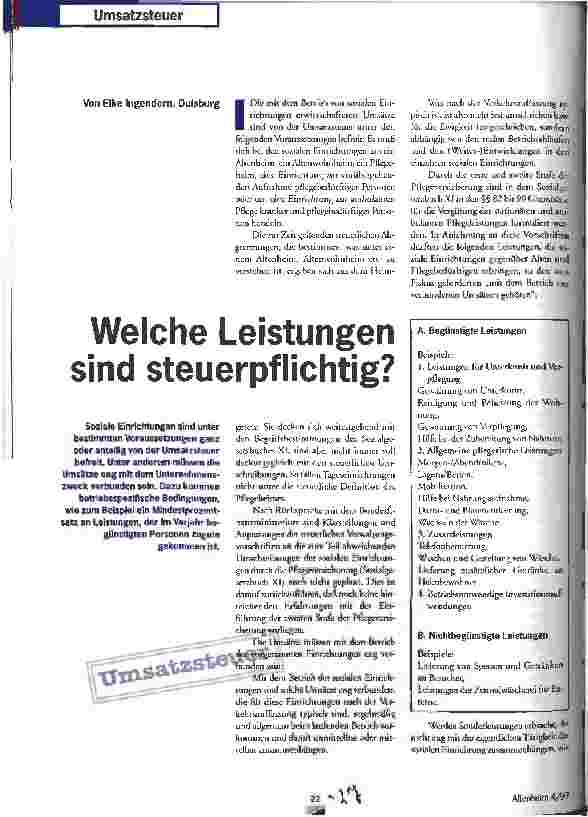 Vorschauseite 1: Welche Leistungen sind steuerpflichtig?