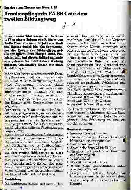 Vorschauseite 1: Krankenpflegerinnen FA SRK auf dem zweiten Bildungsweg