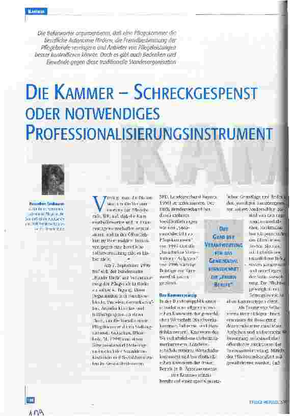 Vorschauseite 1: Die Kammer - Schreckgespenst oder notwendiges Professionalisierungsinstrument