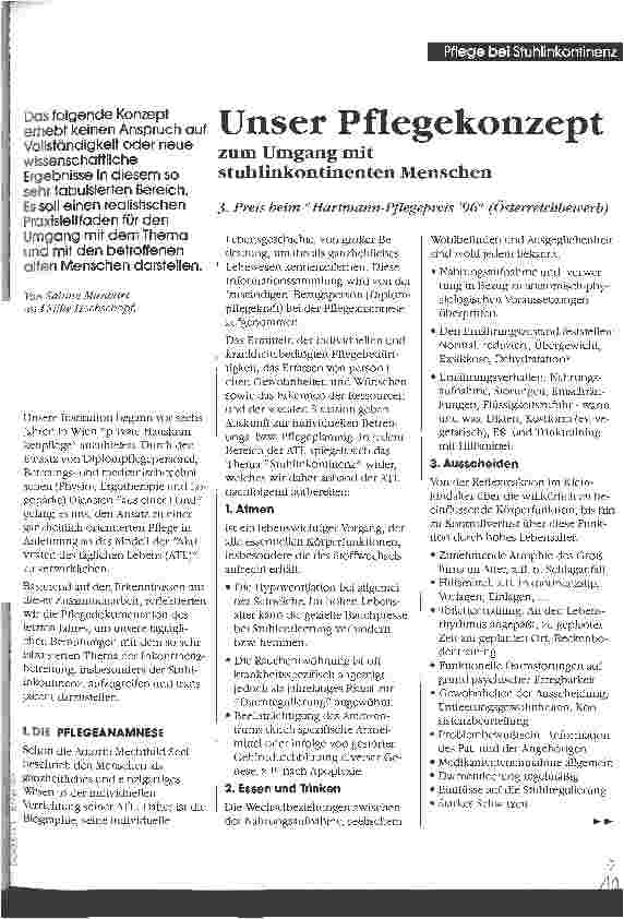Vorschauseite 1: Unser Pflegekonzept zum Umgang mit stuhlinkontinenten Menschen