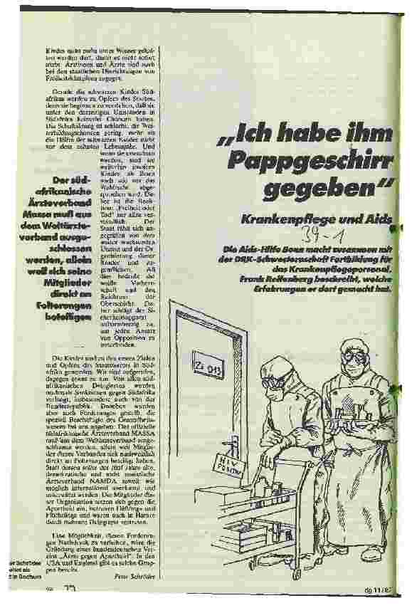 Vorschauseite 1: Ich habe ihm Pappgeschirr gegeben Krankenpflege und Aids