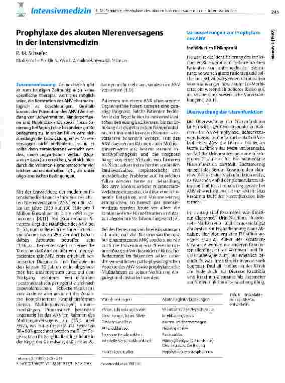 Vorschauseite 1: Prophylaxe des akuten Nierenversagens in der Intensivmedizin