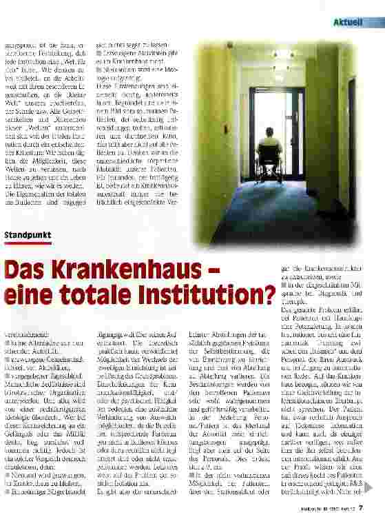 Vorschauseite 2: Das Krankenhaus - eine totale Institution?