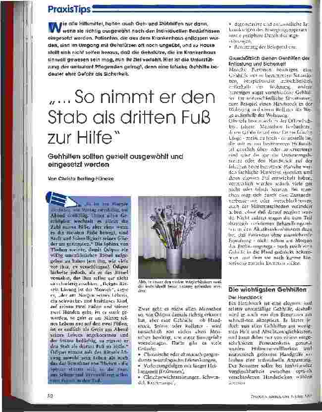 Vorschauseite 1: ... So nimmt er den Stab als dritten Fuß zu Hilfe Gehhilfen sollten gezielt ausgewählt und eingesetzt werden