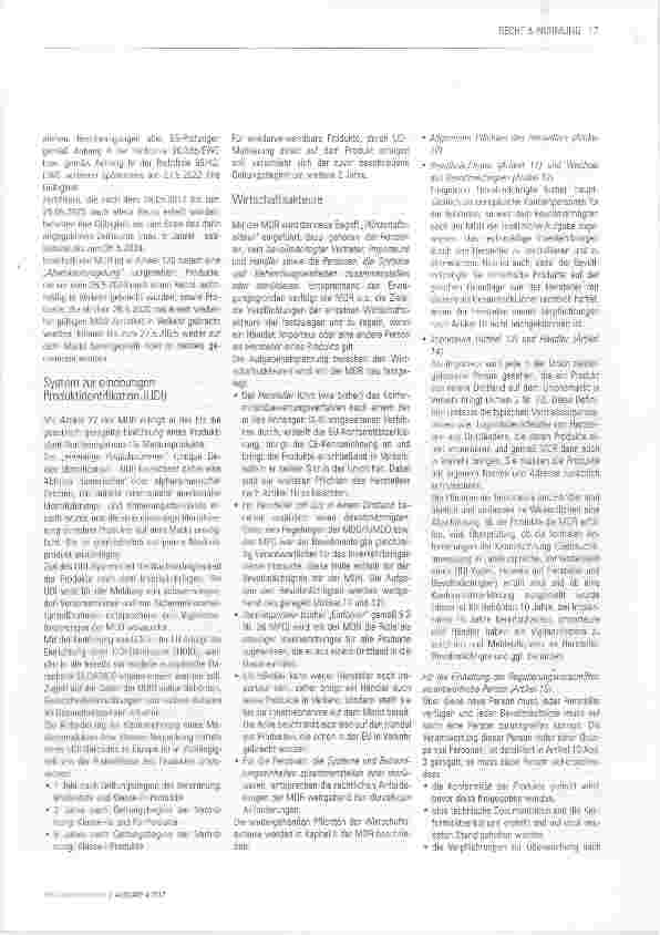 Vorschauseite 2: Die neue Verordnung (EU) Nr. 2017/745 über Medizinprodukte