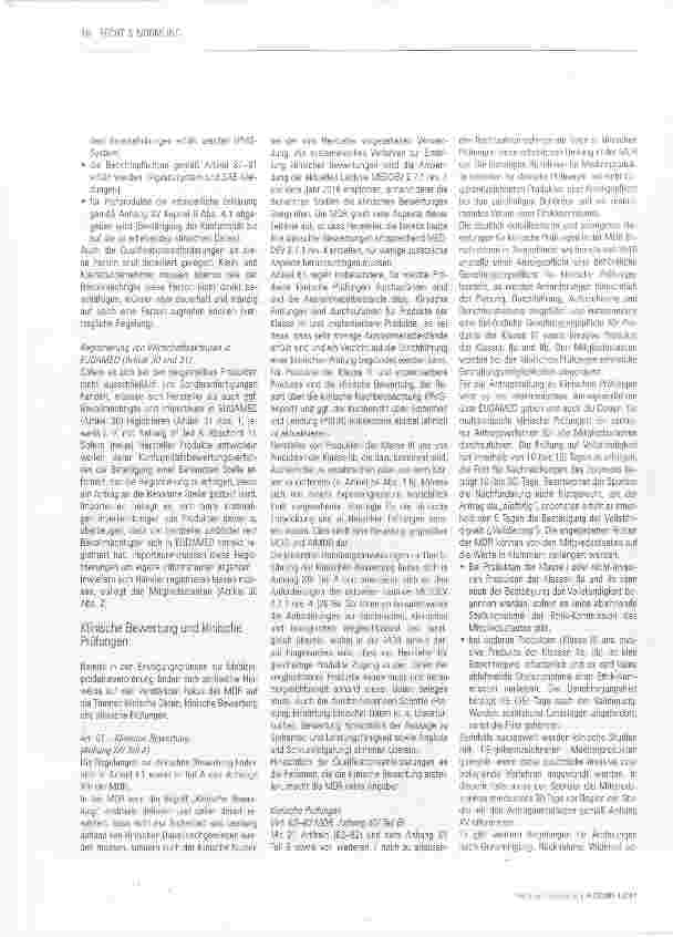 Vorschauseite 3: Die neue Verordnung (EU) Nr. 2017/745 über Medizinprodukte