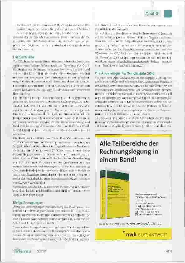 Vorschauseite 2: Der strukturierte gesetzliche Qualitätsbericht 2016