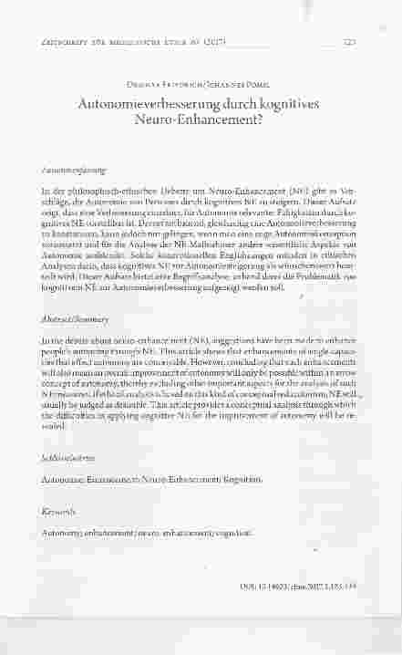 Vorschauseite 1: Autonomieverbesserung durch kognitives Neuro -Enhancement?