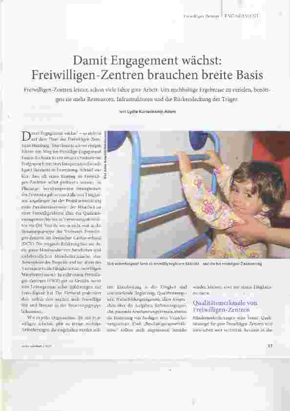 Vorschauseite 1: Damit Engagement wächst: Freiwilligen-Zentren brauchen breite Basis