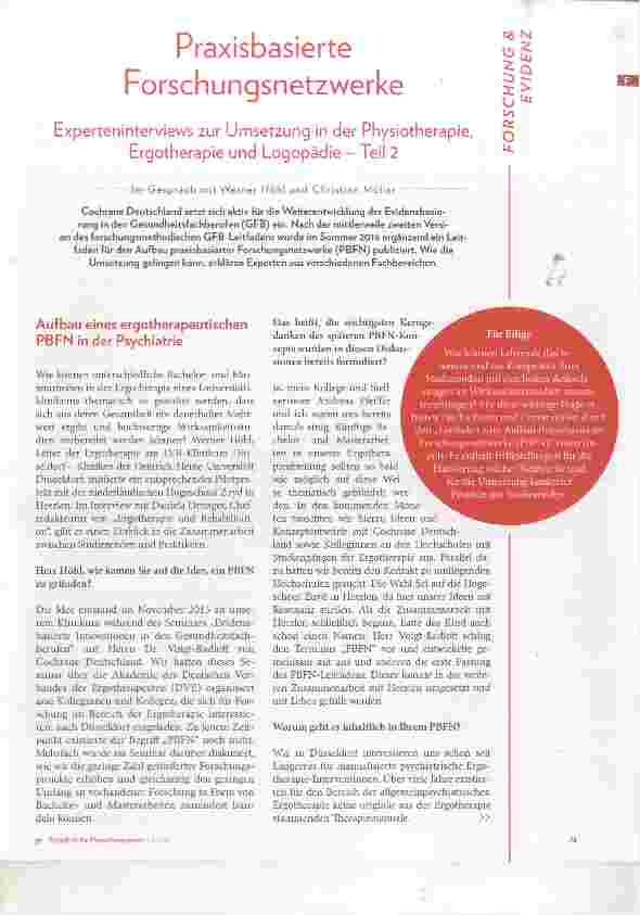 Vorschauseite 1: Praxisbasierte Forschungsnetzwerke Experteninterviews zur Umsetzung in der Physiotherapie, Ergotherapie und Logopädie - Teil 2