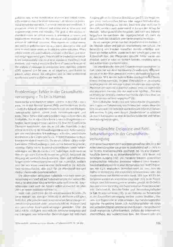 Vorschauseite 2: Sicherheitskultur und kritische Ereignisse in der PalliativversorgungPatient Safety and Critical Incidents in Palliative Care