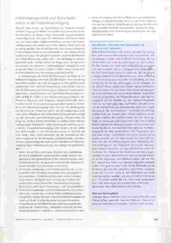 Vorschauseite 6: Sicherheitskultur und kritische Ereignisse in der PalliativversorgungPatient Safety and Critical Incidents in Palliative Care