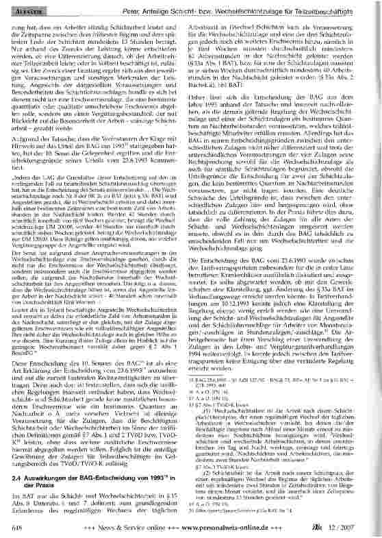 Vorschauseite 3: Anteilige Schichtbzw. Wechselschichtzulage für Teilzeitbeschäftigte