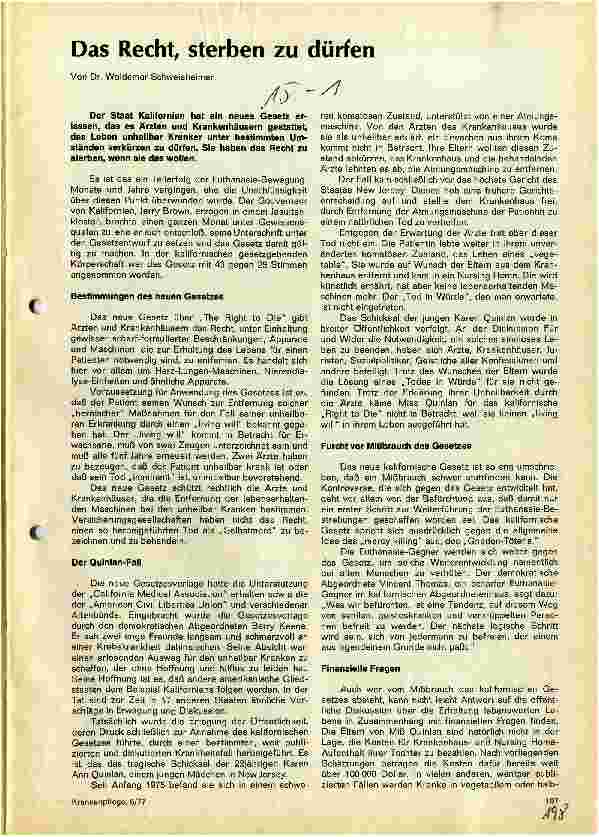 Vorschauseite 1: Das Recht, sterben zu dürfen