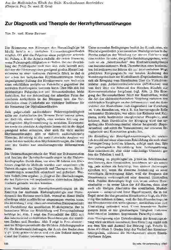 Vorschauseite 1: Zur Diagnostik und Therapie der Herzrhytmusstörungen