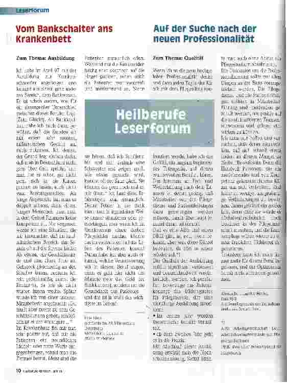 Vorschauseite 1: Vom Bankschalter ans Krankenbett Zum Thema: Ausbildung
