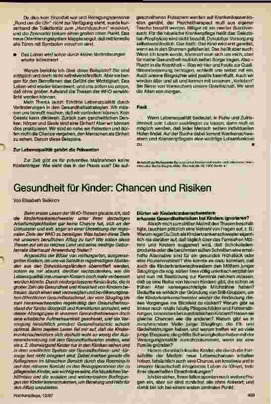 Vorschauseite 1: Gesundheit für Kinder: Chancen und Risiken