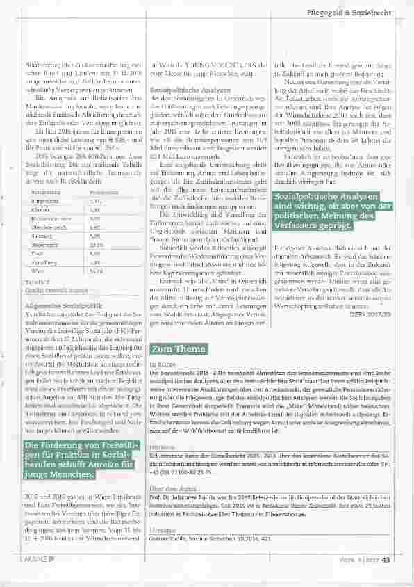 Vorschauseite 3: Sozialbericht 2015-2016: Aktivitäten des Sozialministeriums und Analysen