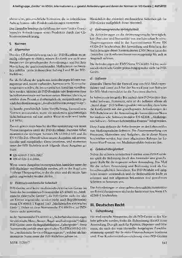 Vorschauseite 2: Allgemeine Informationen zu den gesetzlichen Anforderungen und denen der Normen an IVD-Geräte