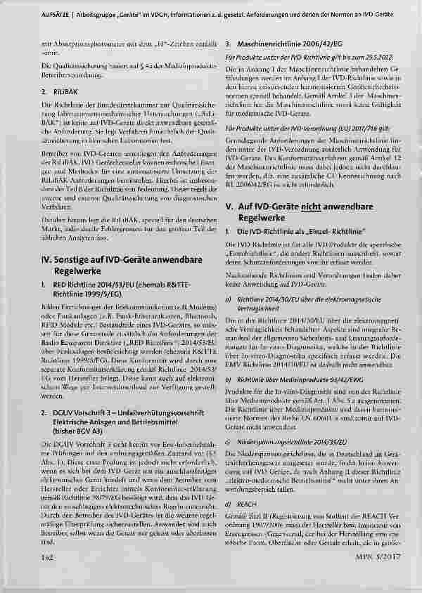Vorschauseite 3: Allgemeine Informationen zu den gesetzlichen Anforderungen und denen der Normen an IVD-Geräte