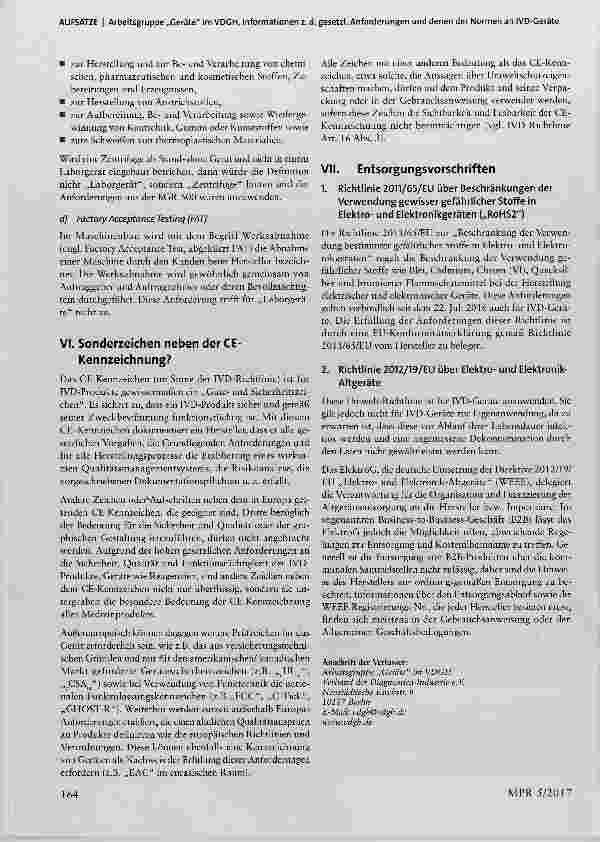 Vorschauseite 5: Allgemeine Informationen zu den gesetzlichen Anforderungen und denen der Normen an IVD-Geräte