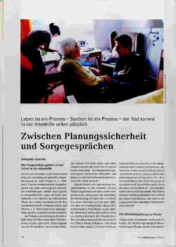 Vorschauseite 1: Zwischen Planungssicherheit und Sorgegesprächen