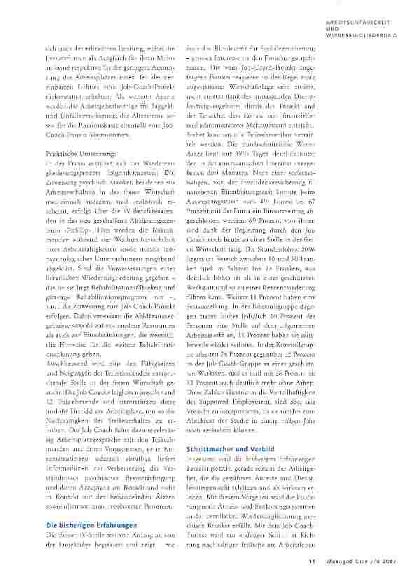 Vorschauseite 3: Nachhaltige Reintegration psychisch Kranker