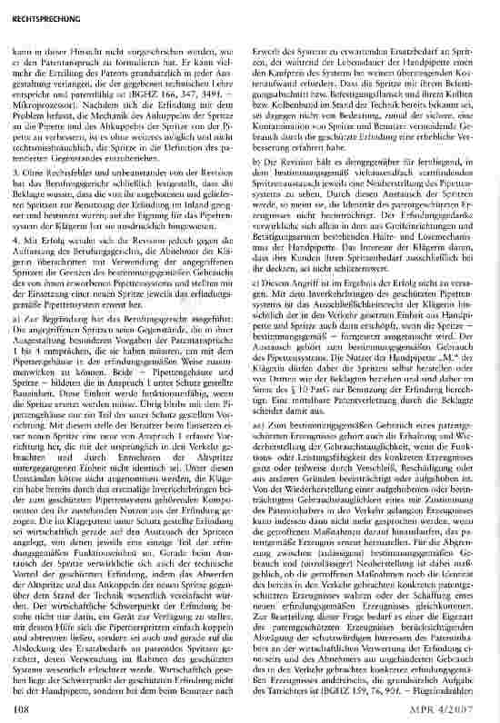 Vorschauseite 4: Pipettensystem: (nicht-)wesentliches Element der Erfindung i. S. d. §10 PatG