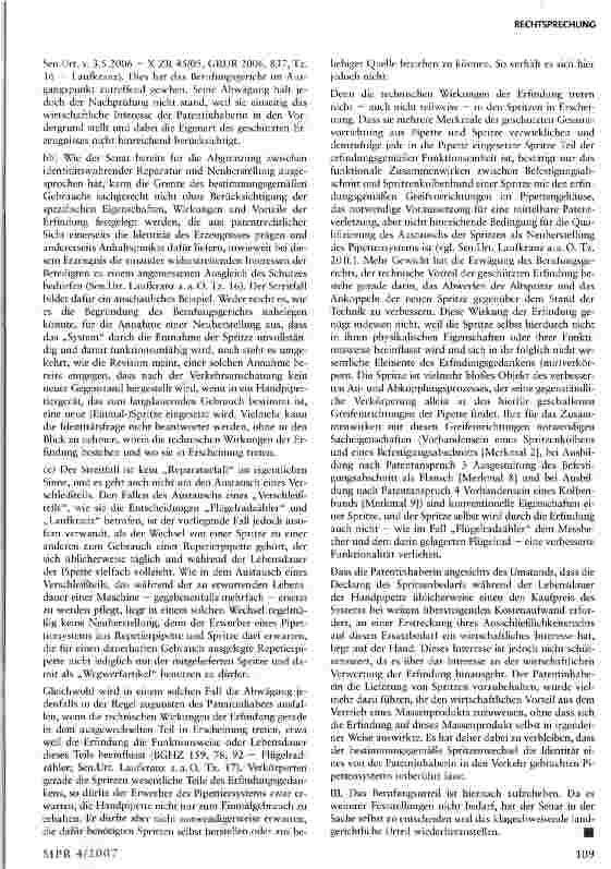 Vorschauseite 5: Pipettensystem: (nicht-)wesentliches Element der Erfindung i. S. d. §10 PatG