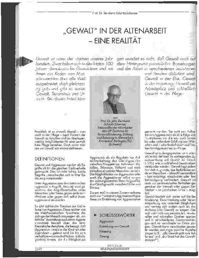 Vorschauseite 1: Gewalt in der Altenarbeit - eine Realität