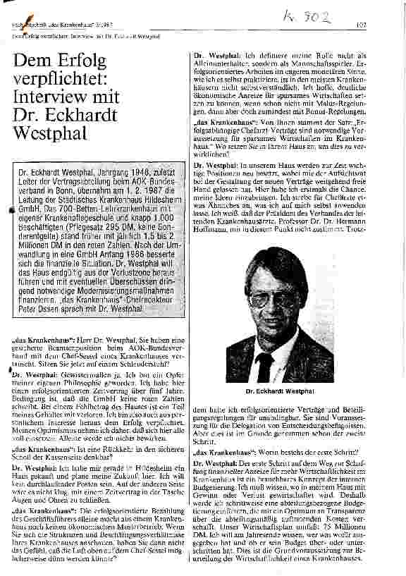 Vorschauseite 1: Dem Erfolg verpflichtet: Interwiev mit Dr. E. Westphal