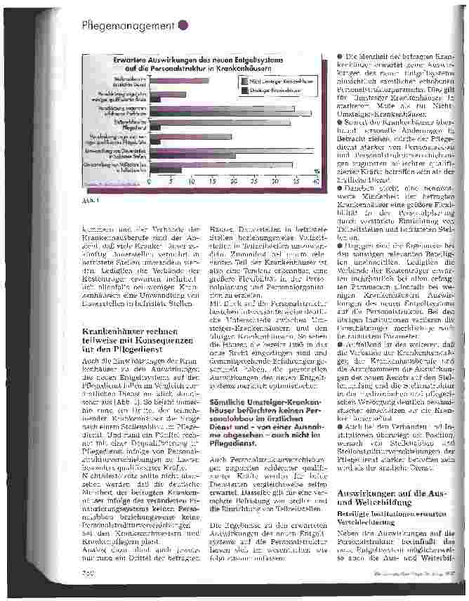 Vorschauseite 3: Wirkt sich das neue Entgeltsystem auf den Pflegedienst aus? Begleitforschung zur Bundespflegesatzverordnung 1995 macht Erwartungen im Krankenhausbereich deutlich
