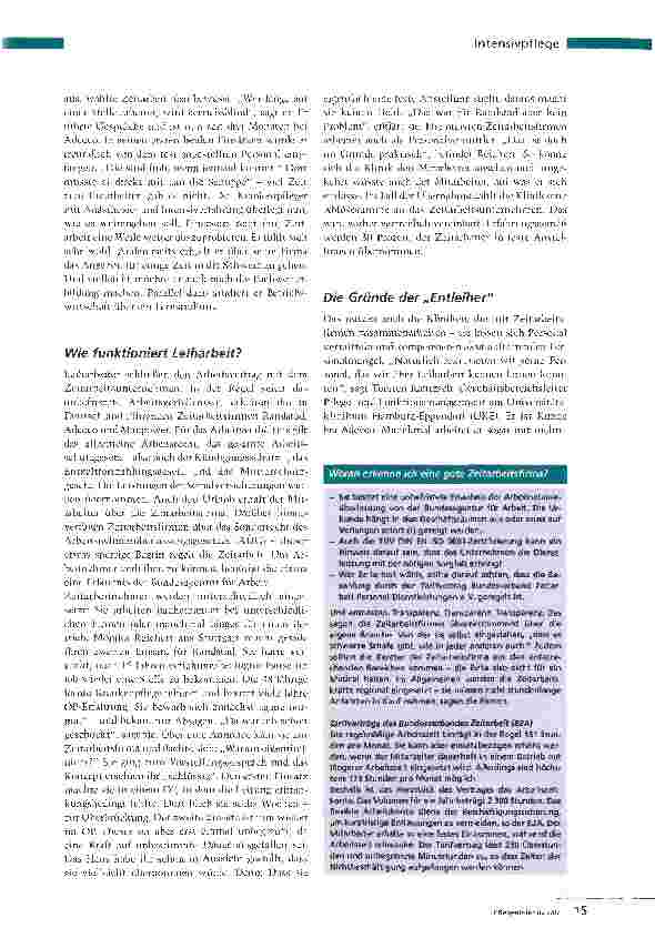 Vorschauseite 2: Zeitarbeit - Intensivpflege auf Abruf