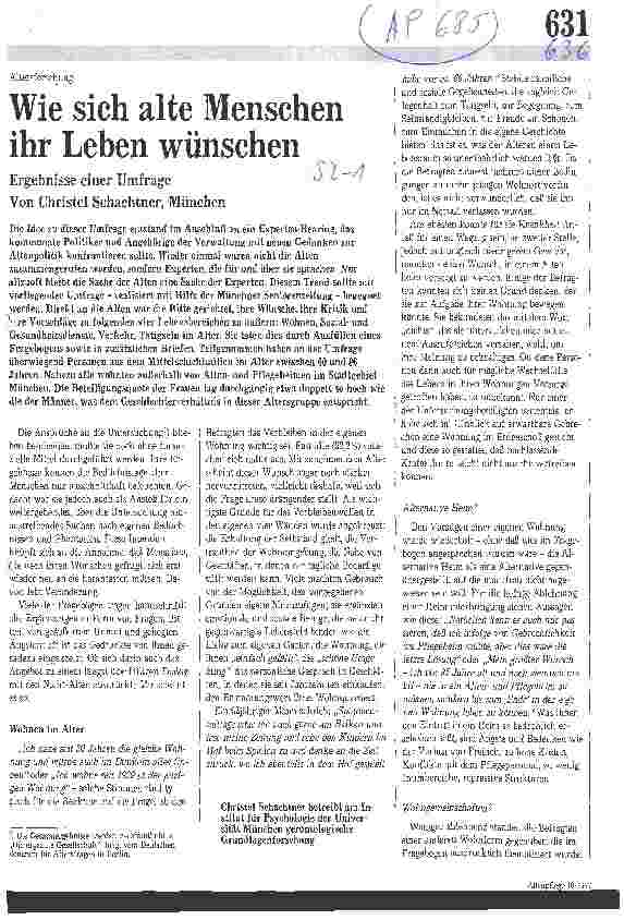 Vorschauseite 1: Wie sich alte Menschen ihr Leben wünschen Ergebnisse einer Umfrage