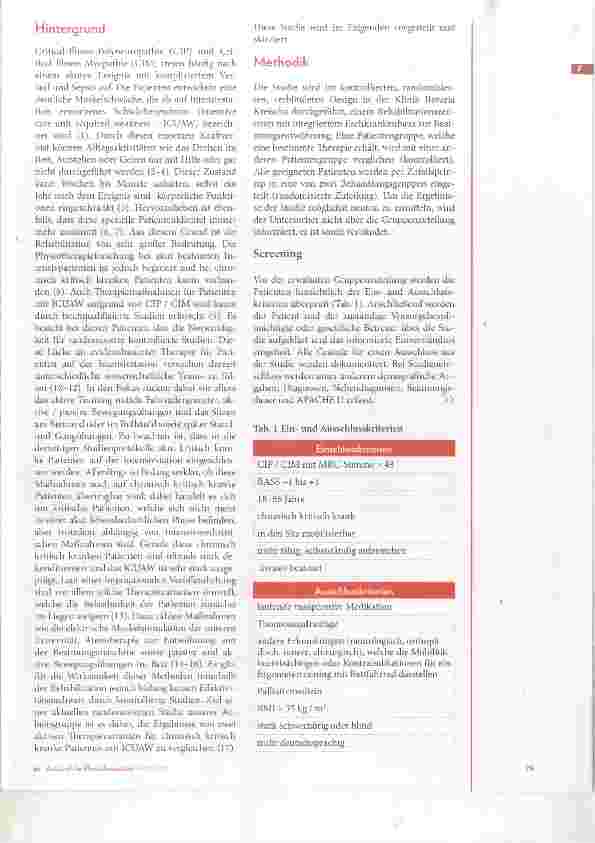 Vorschauseite 2: Fitnessund Mobilitätstraining bei Patienten mit auf Intensivstation erworbenem Schwächesyndrom (FITonICU)