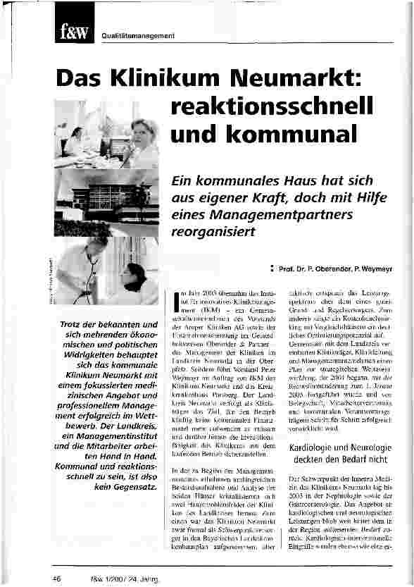Vorschauseite 1: Das Klinikum Neumarkt: reaktionsschnell und kommunal