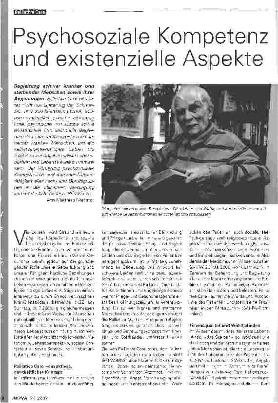 Vorschauseite 1: Psychosoziale Kompetenz und existenzielle Aspekte