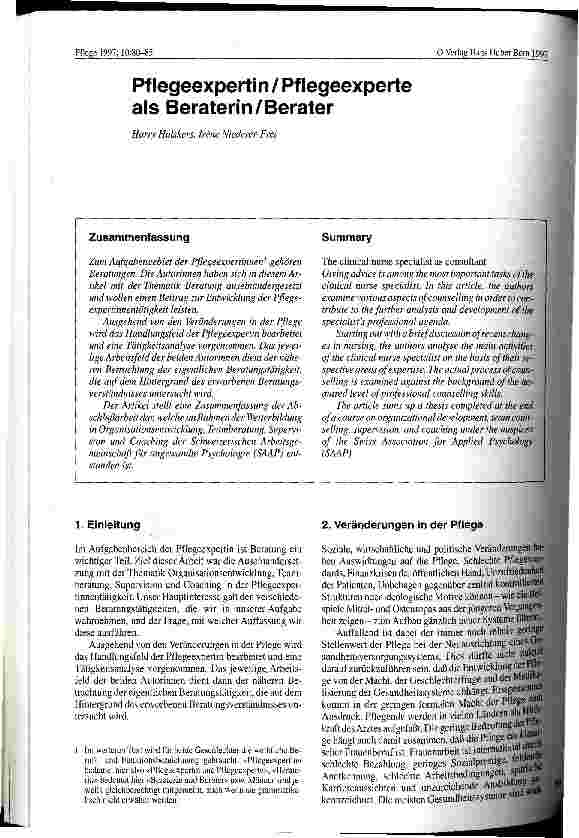 Vorschauseite 1: Pflegeexpertin/Pflegeexperte als Beraterin/Berater