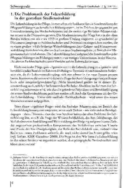 Vorschauseite 2: Die Lehrerbildung in der Pflege im Zeichen von Bologna