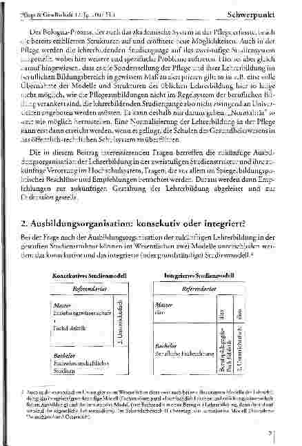 Vorschauseite 3: Die Lehrerbildung in der Pflege im Zeichen von Bologna