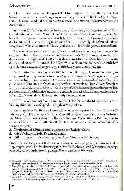 Vorschauseite 6: Die Lehrerbildung in der Pflege im Zeichen von Bologna