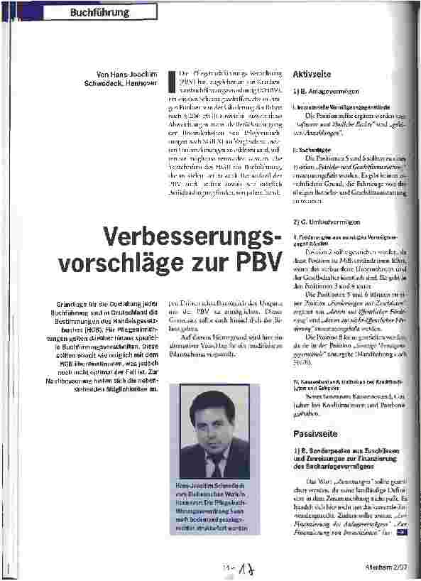 Vorschauseite 1: Verbesserungsvorschläge zur PBV