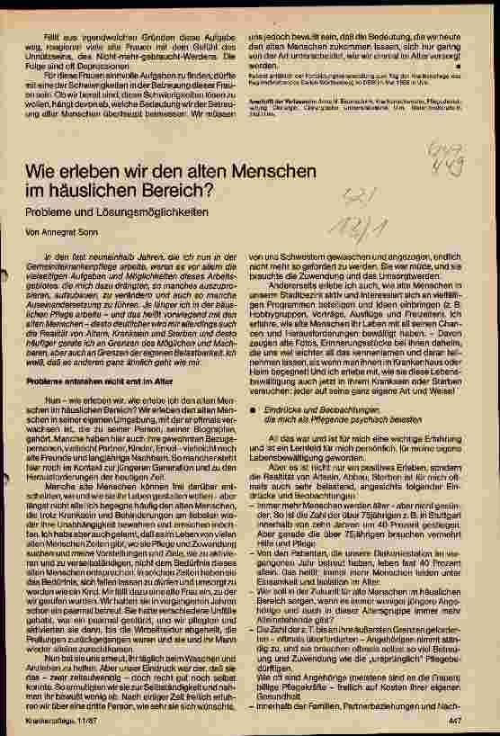 Vorschauseite 3: Wie erleben wir den alten Menschen im Krankenhaus?