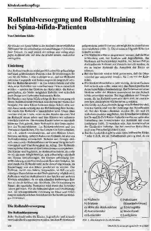 Vorschauseite 1: Rollstuhlversorgung u. Rollstuhltraining bei Spina-bifida-Patienten