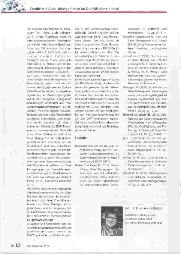 Vorschauseite 3: Zertifizierte Case Manager/innen im Qualifikationsrahmen