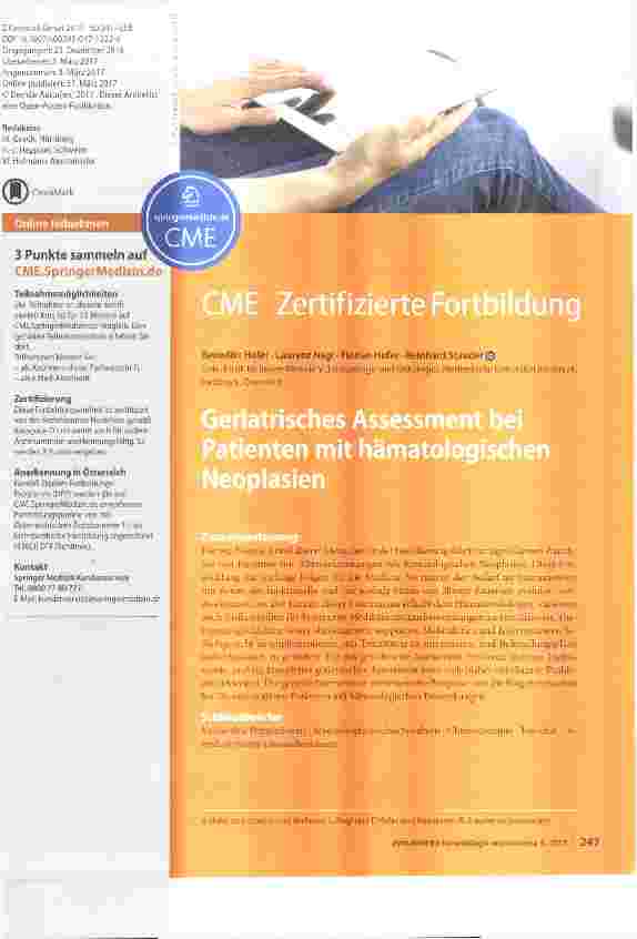 Vorschauseite 1: Geriatrisches Assessment bei Patienten mit hämatologischen Neoplastien