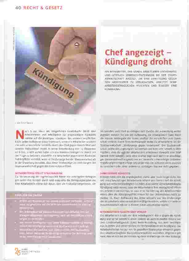 Vorschauseite 1: Chef angezeigt -Kündigung droht