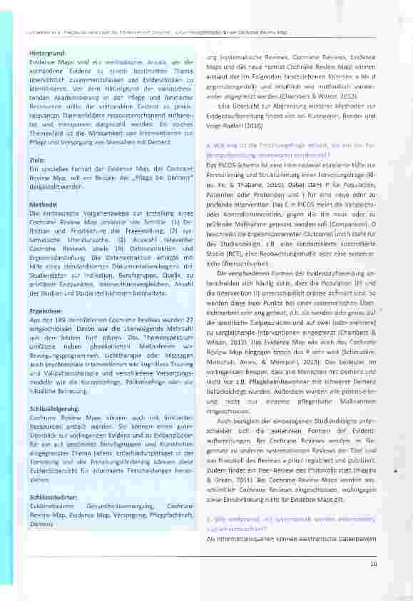 Vorschauseite 2: Pflegeinterventionen bei Menschen mit Demenz-Anwendungsbeispiel für ein Cochrane Review Map