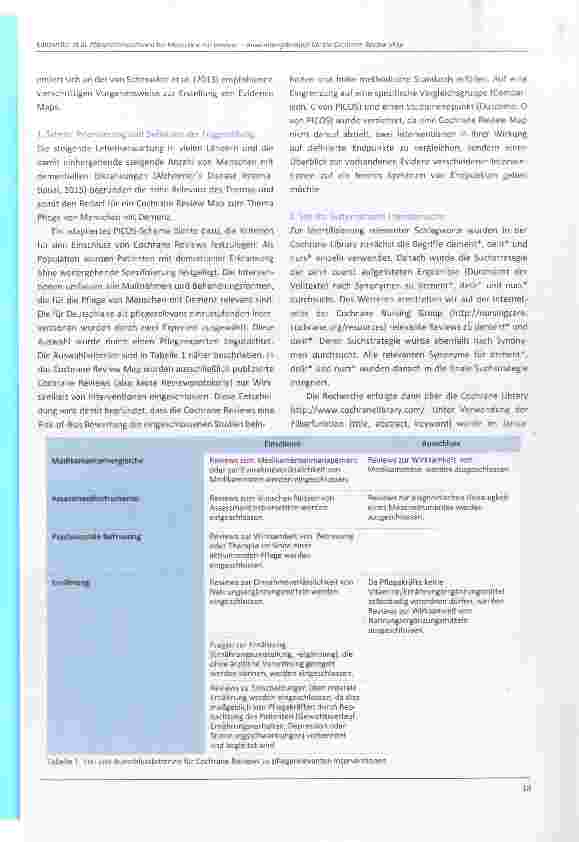 Vorschauseite 4: Pflegeinterventionen bei Menschen mit Demenz-Anwendungsbeispiel für ein Cochrane Review Map