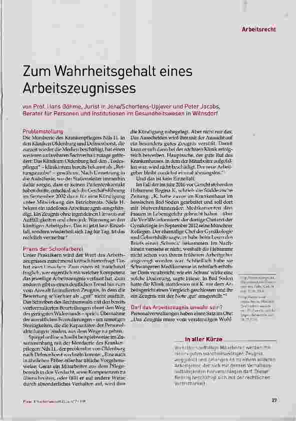 Vorschauseite 1: Zum Wahrheitsgehalt eines Arbeitszeugnisses